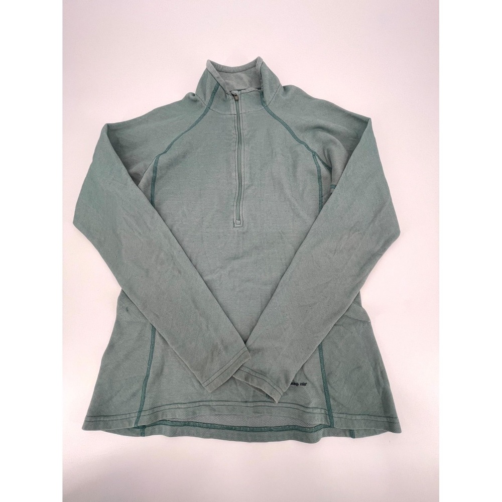 Patagonia Capilene Sweatshirt Womens Large Green Logo Long Sleeve Quarter Zip